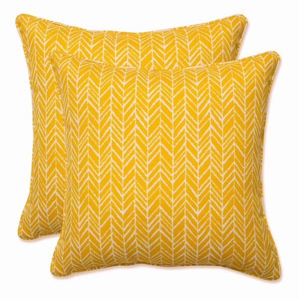 Pillow Perfect Yellow Square Outdoor Square Throw Pillow 2-Pack