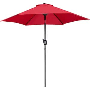 7.5 ft. Patio Umbrella Market Umbrella with 6 Ribs Push Button Tilt for Garden Red