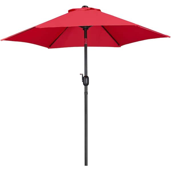 Yaheetech 7.5 ft. Patio Umbrella Market Umbrella with 6 Ribs Push Button Tilt for Garden Red