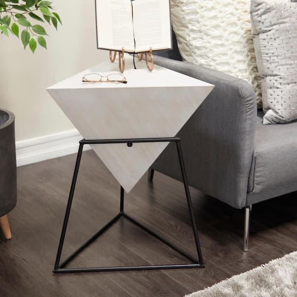 White geometric side table discount