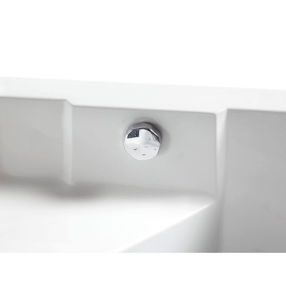 59'' White Acrylic Corner Whirlpool Bathtub with Glass Panel
