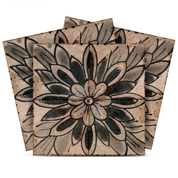Brown and Black R150 4 in. x 4 in. Vinyl Peel and Stick Tile (24 Tiles, 2.67 sq. ft. /Pack)