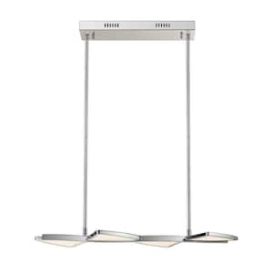 Aeon 1-Light Dimmable Integrated LED Chrome Statement Chandelier with White Acrylic Shade for Indoor Use