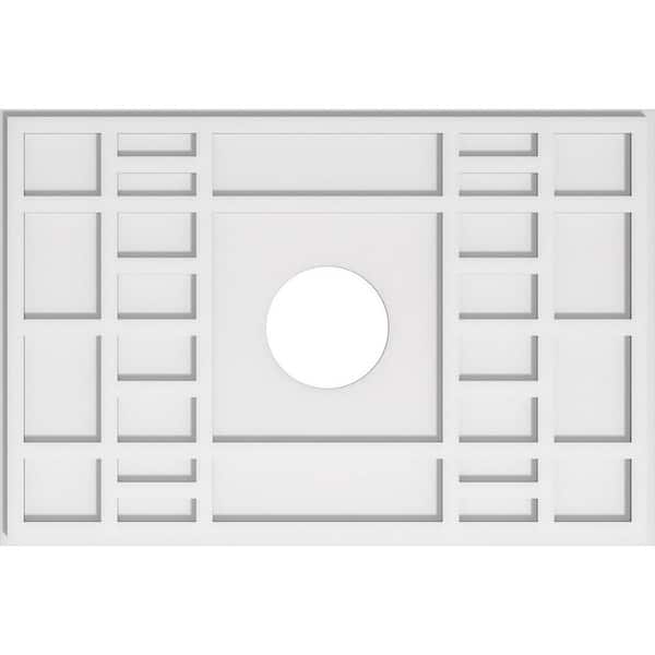 Ekena Millwork 32 in. W x 21-3/8 in. H x 6 in. ID x 1 in. P Beaux Architectural Grade PVC Contemporary Ceiling Medallion