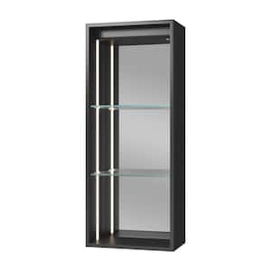 16 in. W x 4.4 in. D x 40 in. H Bathroom Storage Wall Cabinet in Matte Black with LED Sensor Light, Adjustable Shelves