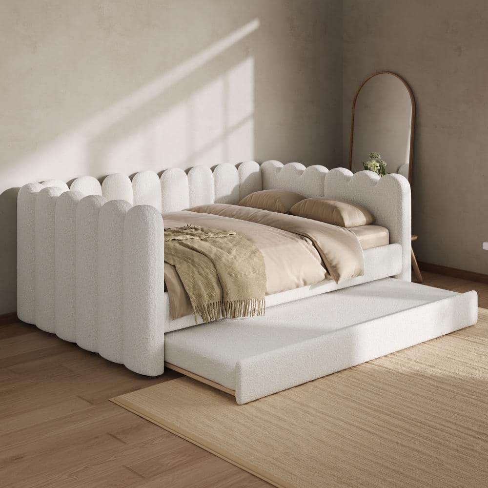 White Queen Size Upholstered Daybed with Trundle price history on PriceWatchPro