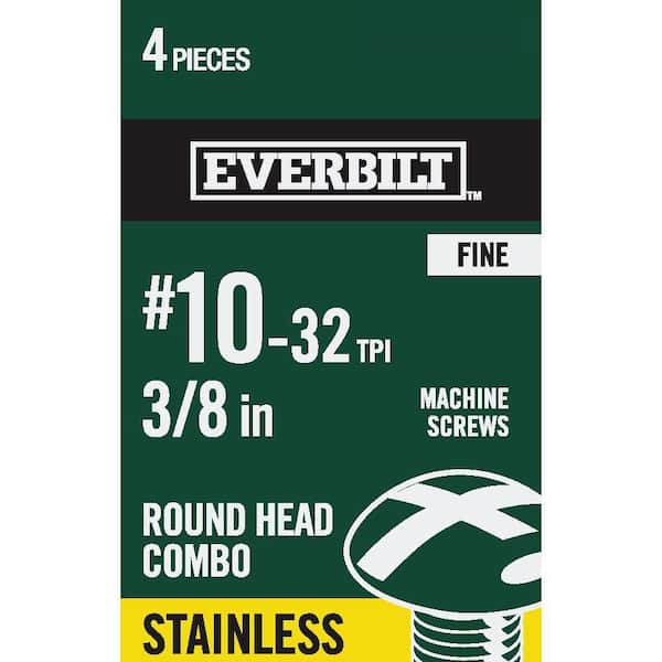 Everbilt #10-32 x 3/8 in. Combo Round Head Stainless Steel Machine Screw (4-Pack)