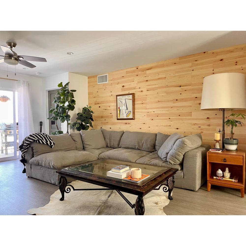 Blonde Pine Peel and Stick Wooden Wall Panels, 42" Length