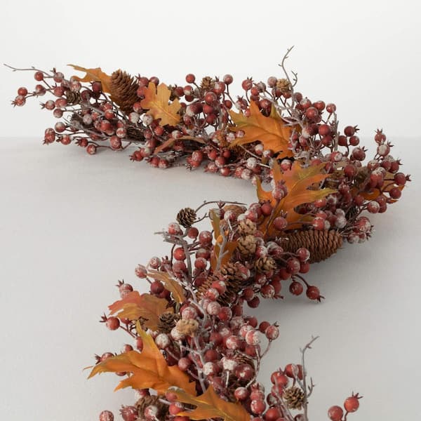 SULLIVANS 6 ft. Rustic Berry Leaf Unlit Artificial Fall Garland