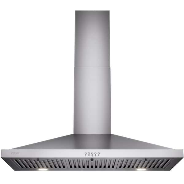 36 in. 380 CFM Convertible Kitchen Wall Mount Range Hood in Stainless Steel with Push Control, LEDs and Carbon Filters
