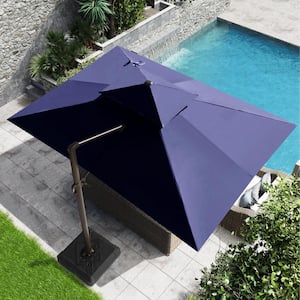 13 ft. x 10 ft. Double Top Rectangle Cantilever Patio Umbrella in Navy Blue