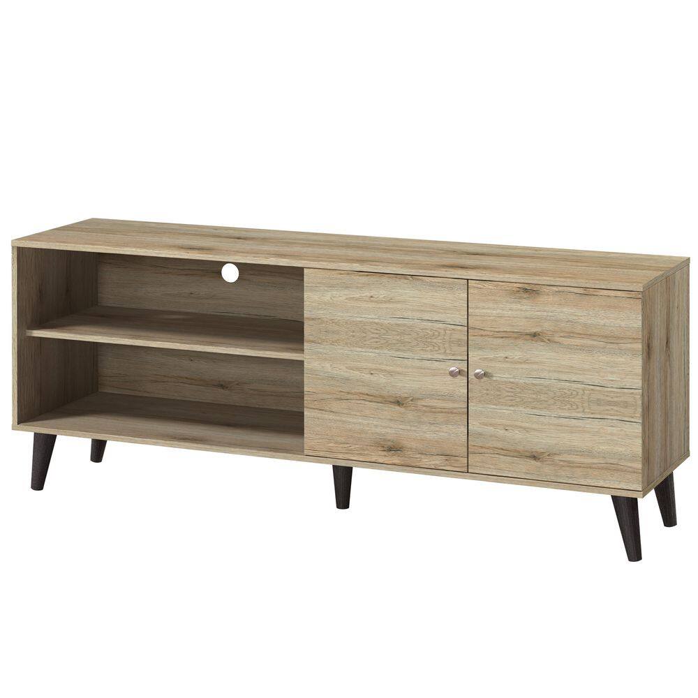 Oak 63 in. Wood TV Stand Fits TV's up to 70-79 in. with 2 Storage Shelves, 1 Cabinet price history on PriceWatchPro