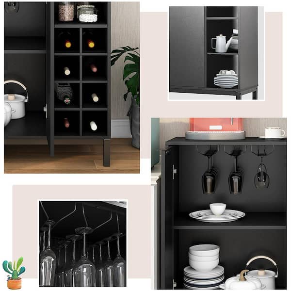 Modern Black Dresser, Armoire, Bar Cabinet, Coffee Bar Coffee