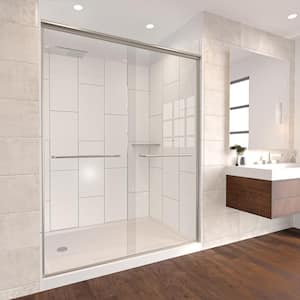 Winter White-Rainier 60 in. L x 36 in. W x 83 in. H Base/Wall/Door Rectangular Alcove Shower Stall/Kit Brushed Nickel