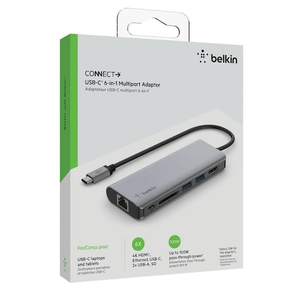 Adaptateur USB C Hub, 6 en 1 Adapteur USBC HDMI Accessoires pour