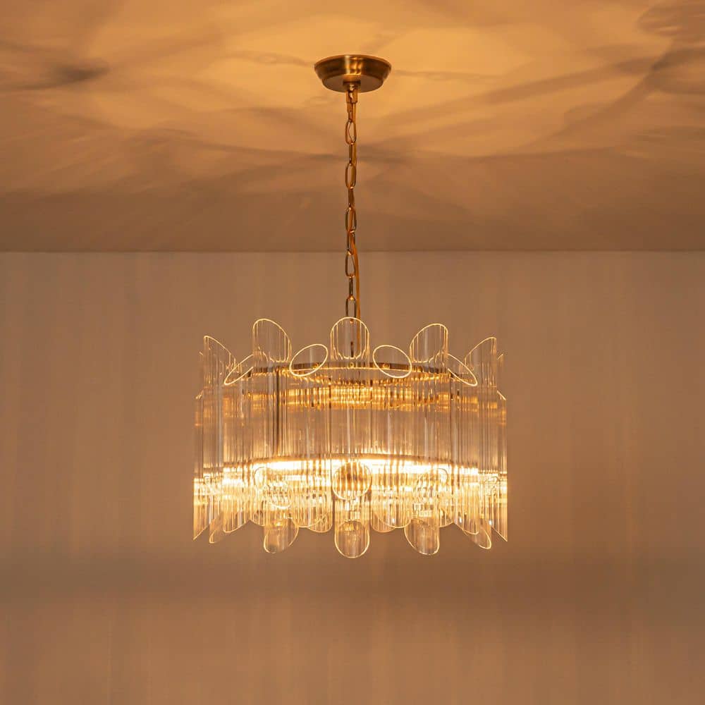 Brightwell 4-Light Antique Brass Clear Glass Tube Tiered Cylinder Chandelier for Dining Room price history on PriceWatchPro