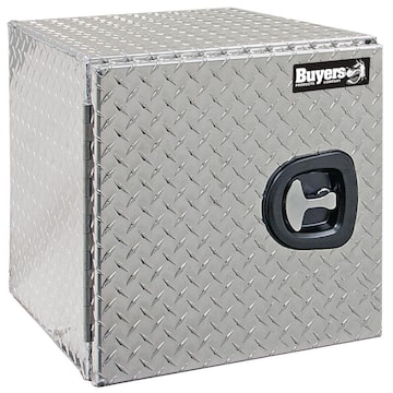 18 in. x 18 in. x 18 in. Diamond Plate Tread Aluminum Underbody Truck Tool Box with Barn Door