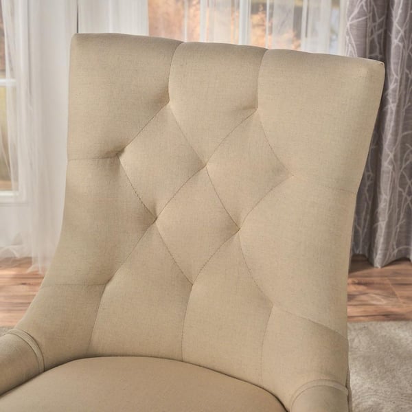 Hayden Beige Dining Chair Pads - Latex Foam Fill - Reversible