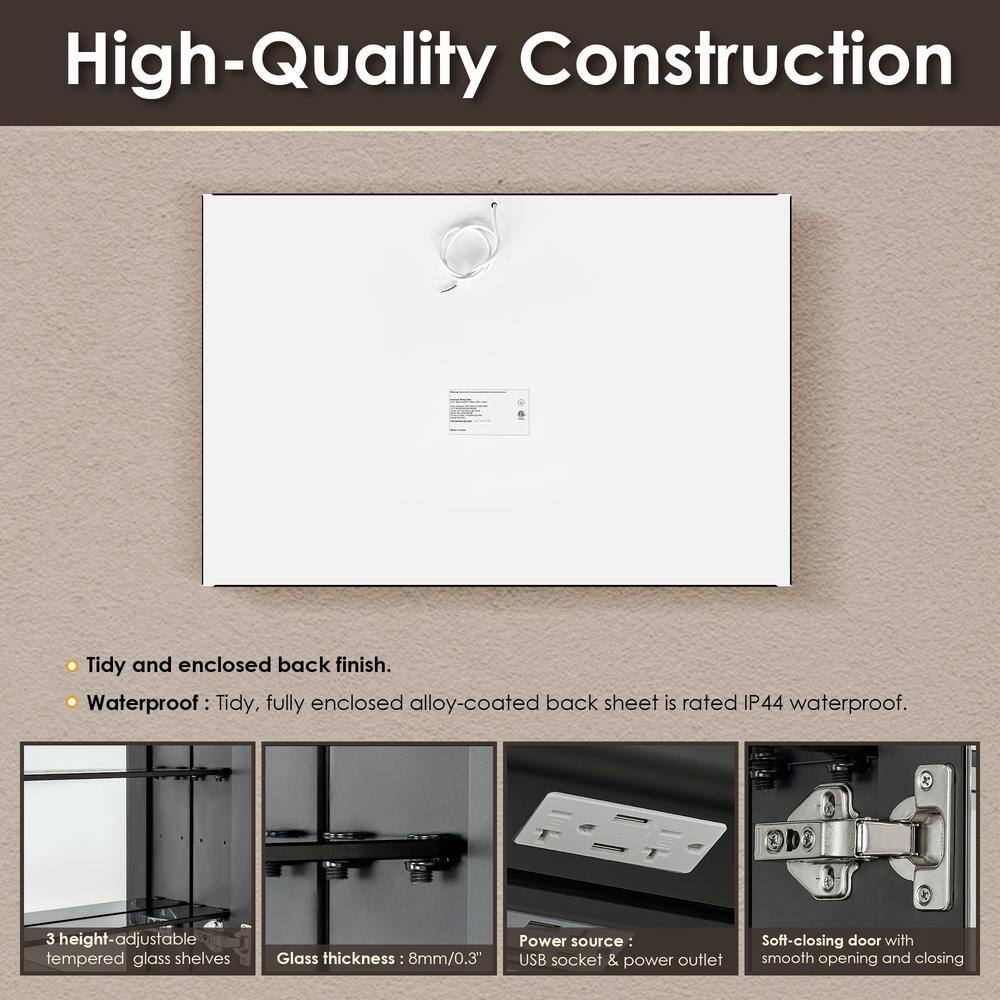 Fenice 48" Matte Black Aluminum LED Medicine Cabinet