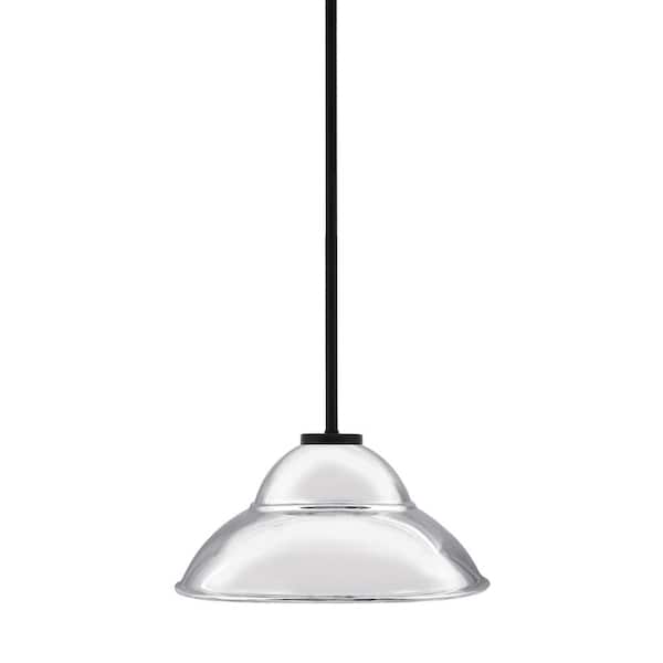 Unbranded Elonia 100-Watt 1 Light Matte Black Stem Mini Pendant Light with 13 in. Chrome Double Bubble Metal Shade