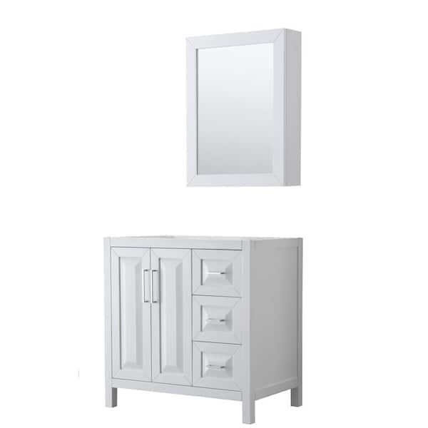 Wyndham Collection Daria 35 in. Single Bathroom Vanity Cabinet Only with Medicine Cabinet in White