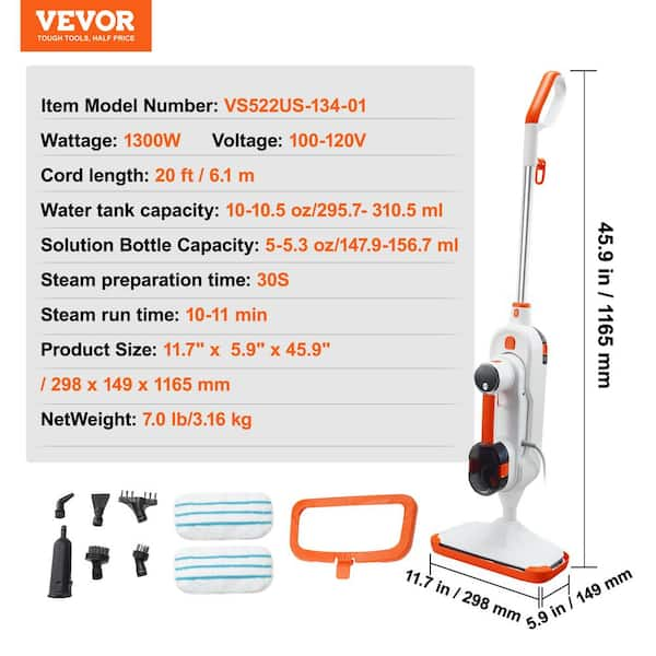 VEVOR Steam Mop, 5-in-1 Hard Wood Floor Cleaner with 4 Replaceable Brush  Heads, for Various Hard Floors, Like Ceramic, Granite, Marble, Linoleum,  Natural Floor Mop with 2 pcs Machine Washable Pads