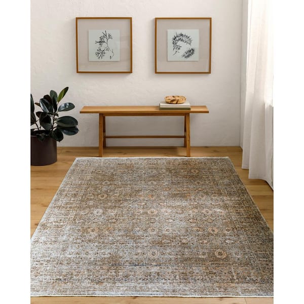 Becki Owens Margaret Gray Damask 5 ft. x 8 ft. Machine-Washable Indoor/Outdoor Area Rug