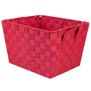 8 in. H x 10 in. W x 12 in. D Red Fabric Cube Storage Bin
