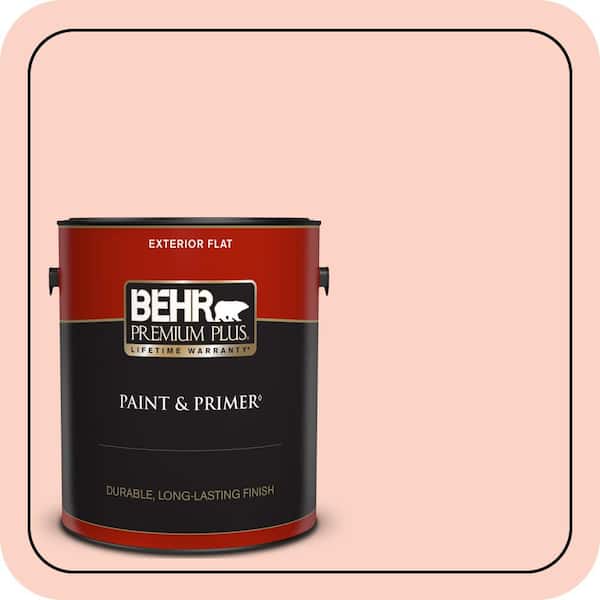 BEHR PREMIUM PLUS 1 gal. #200A-2 Coral Cream Flat Exterior Paint & Primer