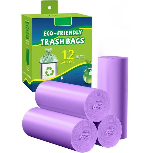 1.2 Gal. Trash Liners (120-Count)-Mini Garbage Bags Fit 4.5 Liter Trash-Can-Liners for Bathroom Kitchen Office, Purple