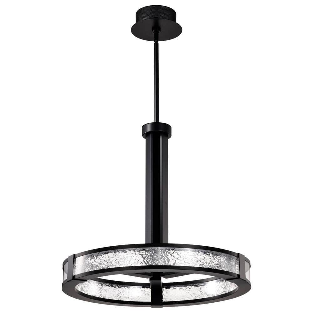 Darrow 40-Watt 1-Light Matte Black Circle Integrated LED Pendant Light with Textured Acrylic Panels price history on PriceWatchPro