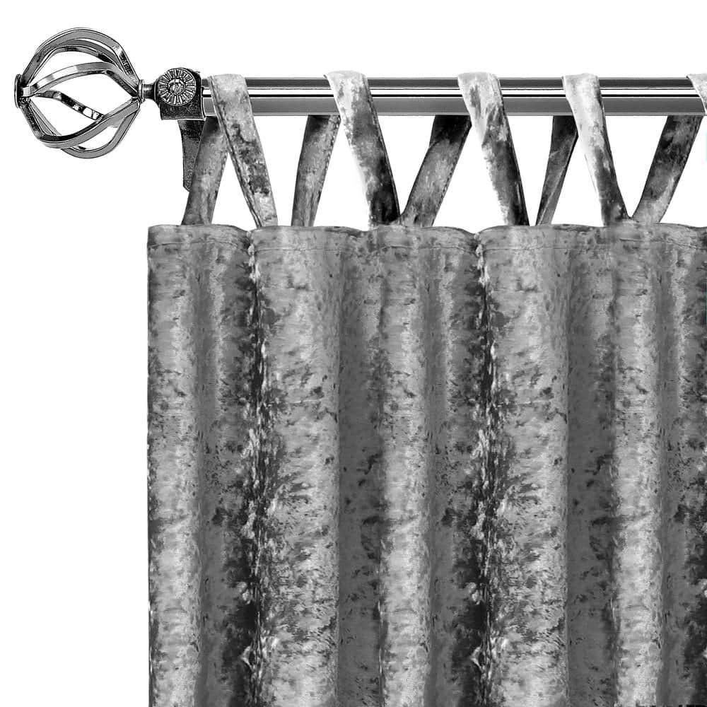 Harper Grey Crushed Velvet Light Filtering Drape Panel