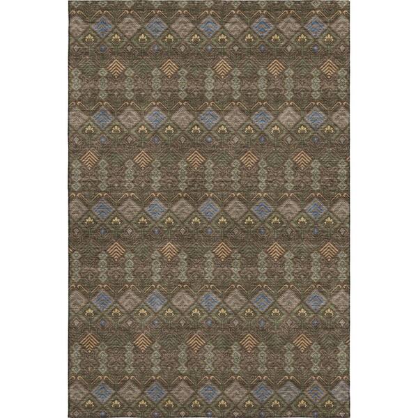 Mayfield Premium Machine Washable Abstract AMF2487 Chocolate 9 ft. x 12 ft. Area Rug