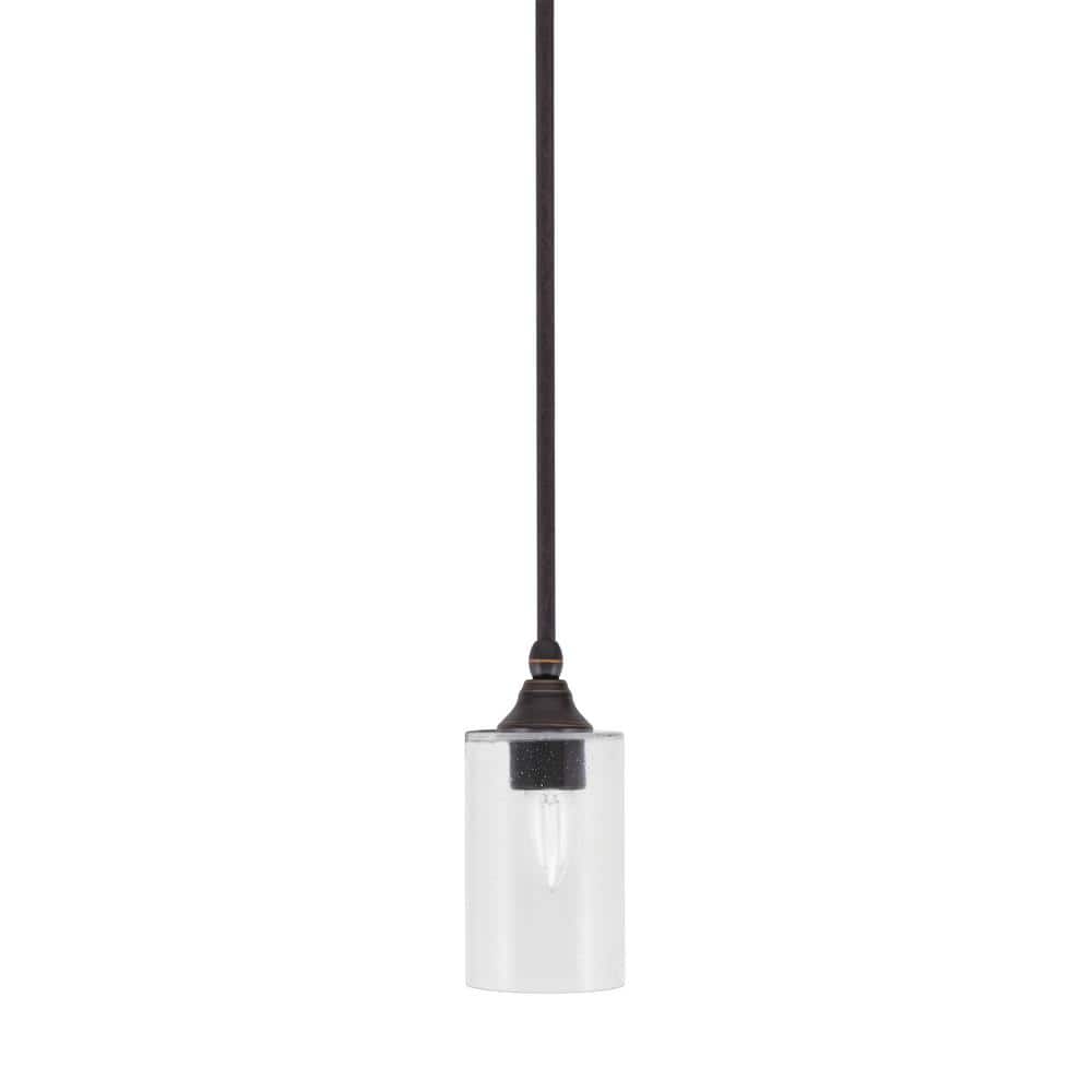 Sparta 100-Watt 1-Light Dark Granite Shaded Pendant Light with Clear Bubble