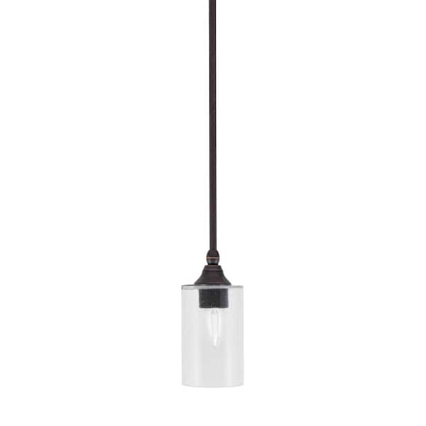 Unbranded Sparta 100-Watt 1-Light Dark Granite Shaded Pendant Light with Clear Bubble Glass, No Bulb Included