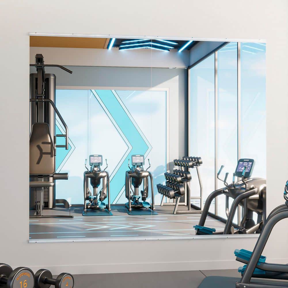 KeonJinn 60 W x 36 H Rectangular Frameless Wall Mirror Gym