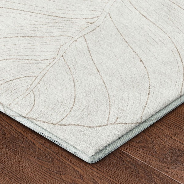 Mayfield Premium Machine Washable Abstract AMF2506 Ivory 9 ft. x 12 ft. Area Rug