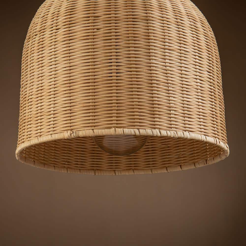 Bohemian Charm Handwoven Rattan Dome Pendant Light in Brown