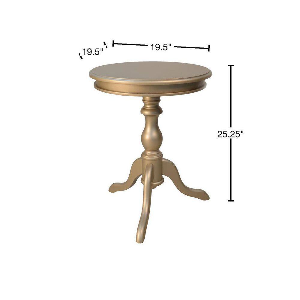 Gilda Champagne Round Pedestal Side Table with Turned Base