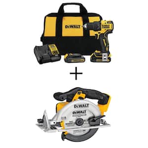 ATOMIC 20-Volt MAX Cordless Brushless Compact 1/2 in. Drill/Driver, (2) 20-Volt 1.3Ah Batteries & 6-1/2 in. Circular Saw