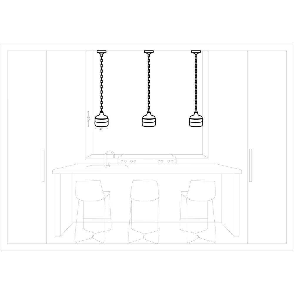 Elegant Cadence Dark Antique Brass & Matte Black Glass Pendant