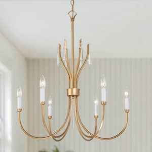 Modern Farmhouse Chandelier Nova 24 in. 6- -Light Gold Island Modern Farmhouse Chandelier