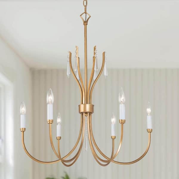 Uolfin Modern Farmhouse Chandelier Nova 24 in. 6- -Light Gold Island Modern Farmhouse Chandelier