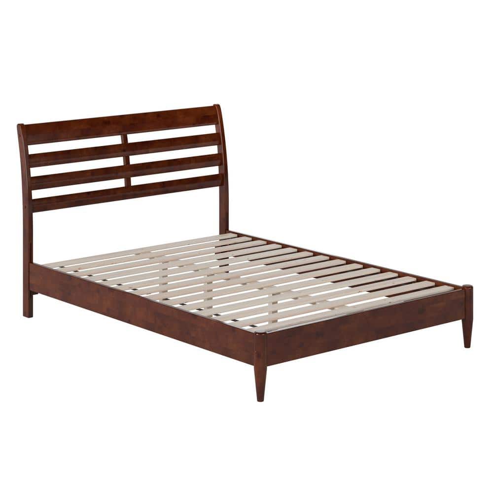 Savannah Walnut Full Solid Wood Low Profile Platform Bed