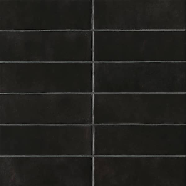 Bedrosians Cloe Rectangle Glossy Black 2 in. x 8 in. Ceramic Wall Tile (10.64 sq. ft./Case)