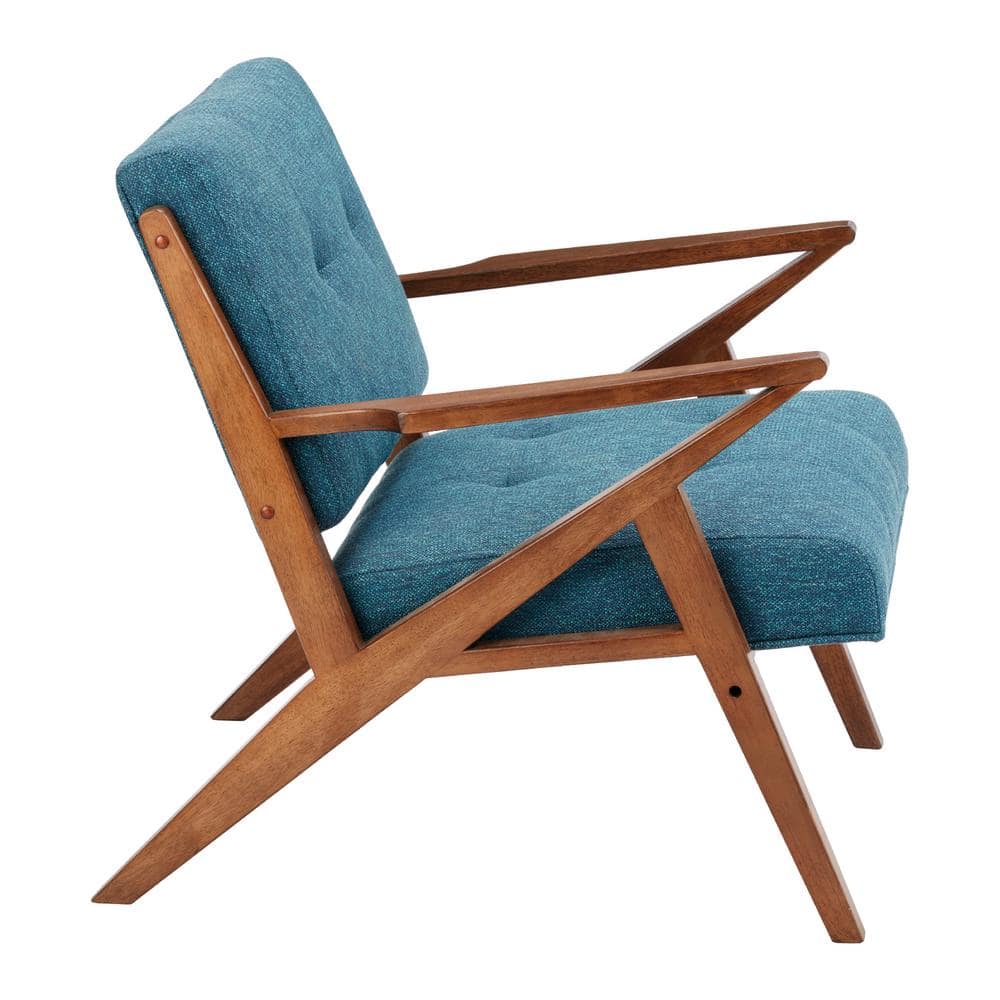 Mid-Century Modern Rocket Lounge Chair in Blue and Pecan