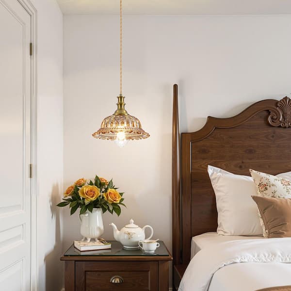 Merbotin RayHome 9.84in. 1-Light Vintage Gold Hanging Pendant