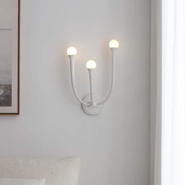 Breeze 12 in. W 3-Light Matte White Wall Sconce - Modern Coastal Style with Glass Shade-Included G9 LED Bulbs