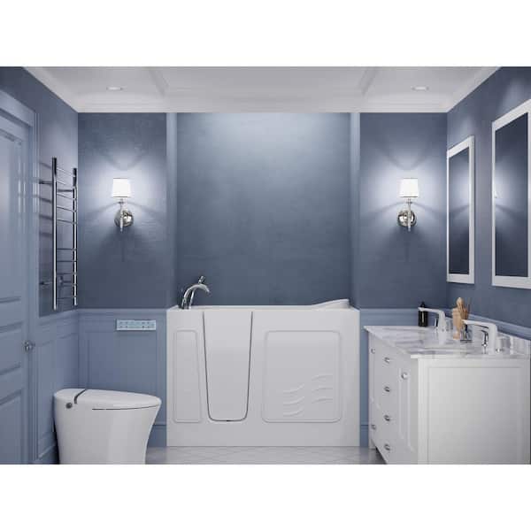 Builder's Series 26 in. L x 53 in. W Left Side Drain Combination Jetted Bathtub in White with Fast Filling Faucet Set