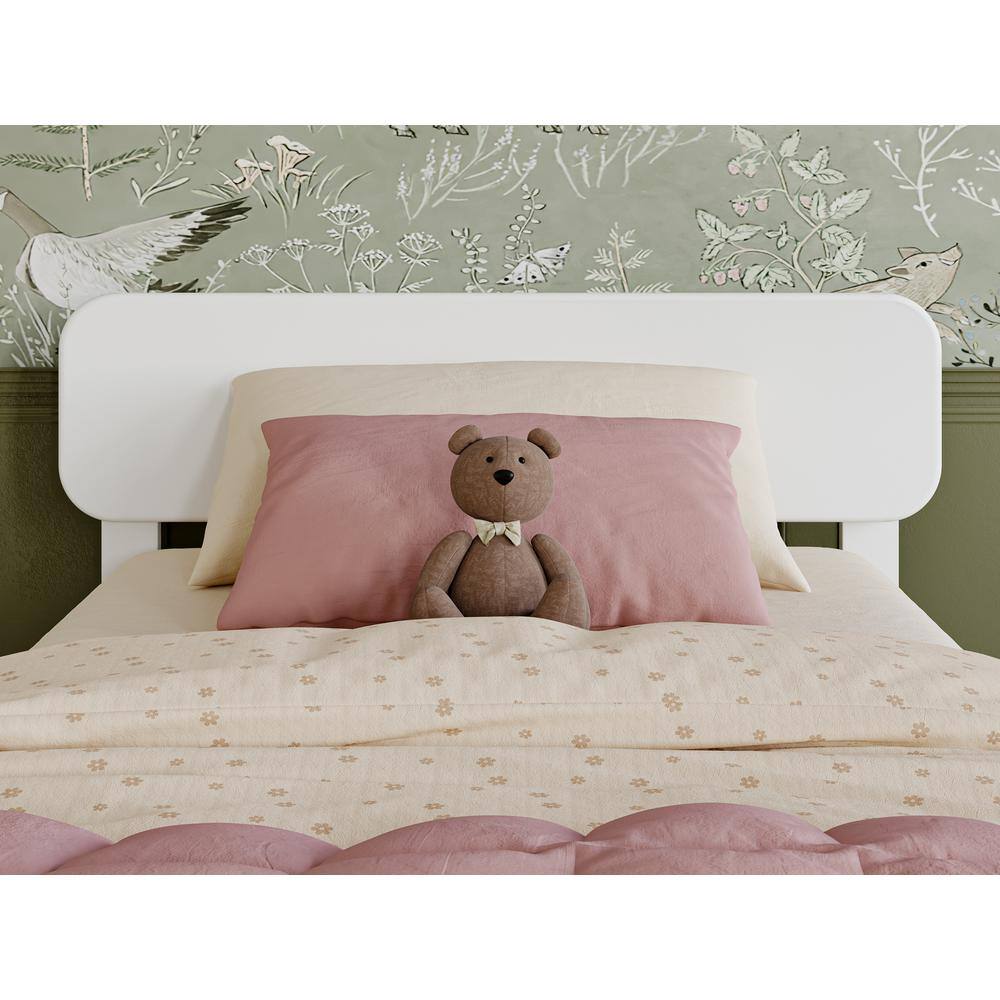 Capri White Twin Platform Bed with Trundle and Walnut Frame